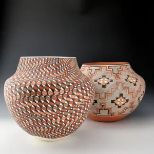King Galleries geometric painted Acoma pottery