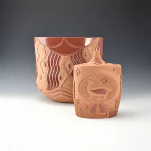 King Galleries carved redware Pueblo pottery