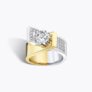Cornelis Hollander custom ring with diamonds and white and yellow gold.